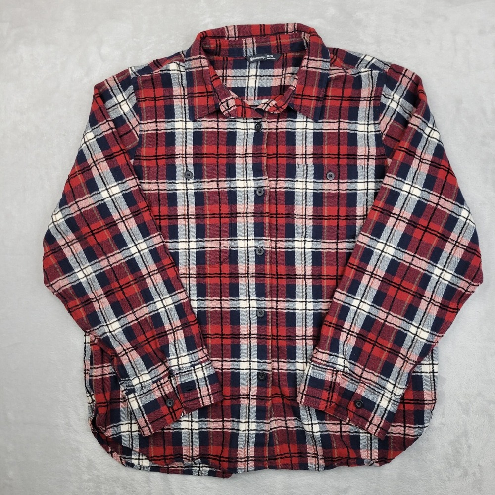 Backcountry Top Women XL Flannel‎ Shirt Shacket Long Sleeve Buffalo Plaid Adult